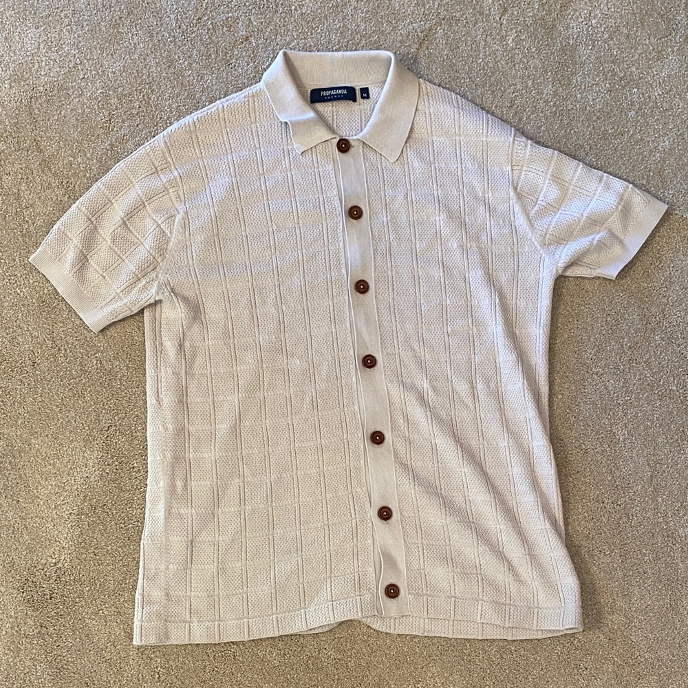 Propaganda Agency Textured Gray/Cream Button Down Shirt
